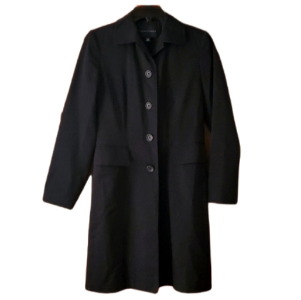 Banana Republic‎ Womans Black Stretch Trench Coat Size XS